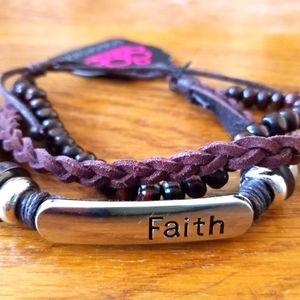 Faux Leather "Faith" Multi Stand Bracelet